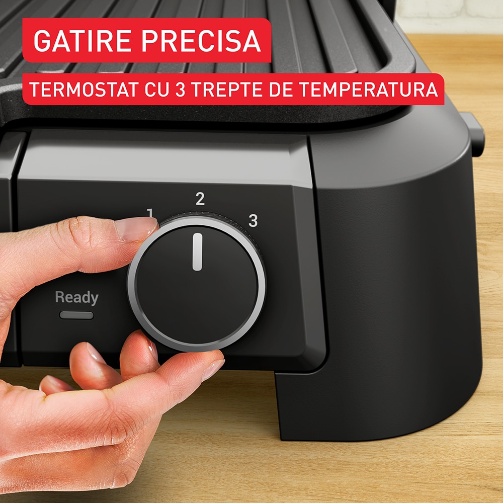 Gratar electric TEFAL SuperGrill 3in1 GC520DE0, 2200W, negru-argintiu
