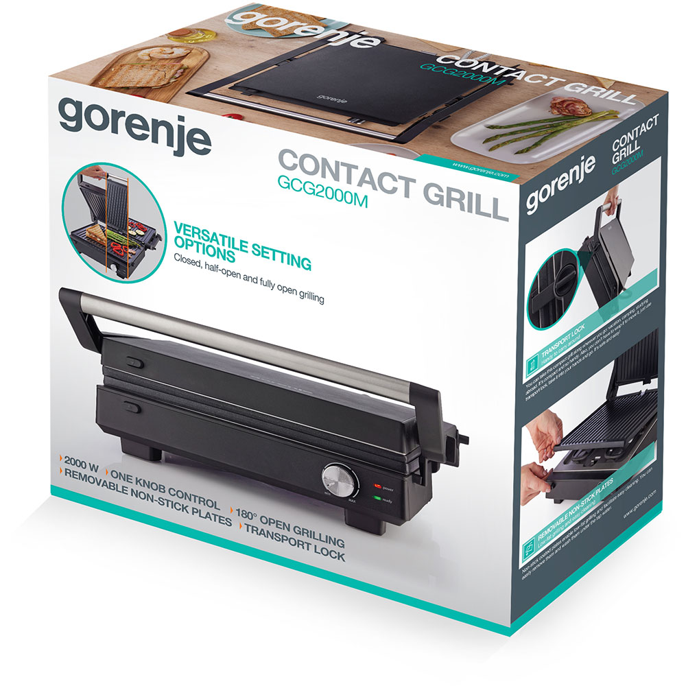 Gratar electric GORENJE GCG2000M, 2000W, negru-argintiu