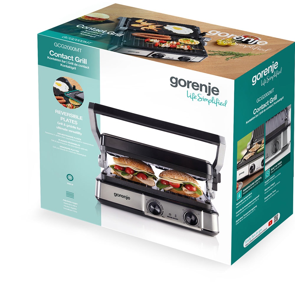 Gratar electric GORENJE GCG2000MT, 2000W, argintiu-negru