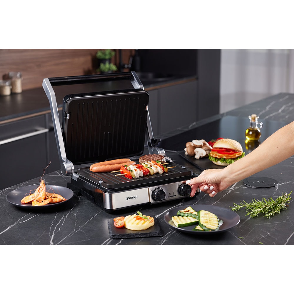 Gratar electric GORENJE GCG2000MT, 2000W, argintiu-negru