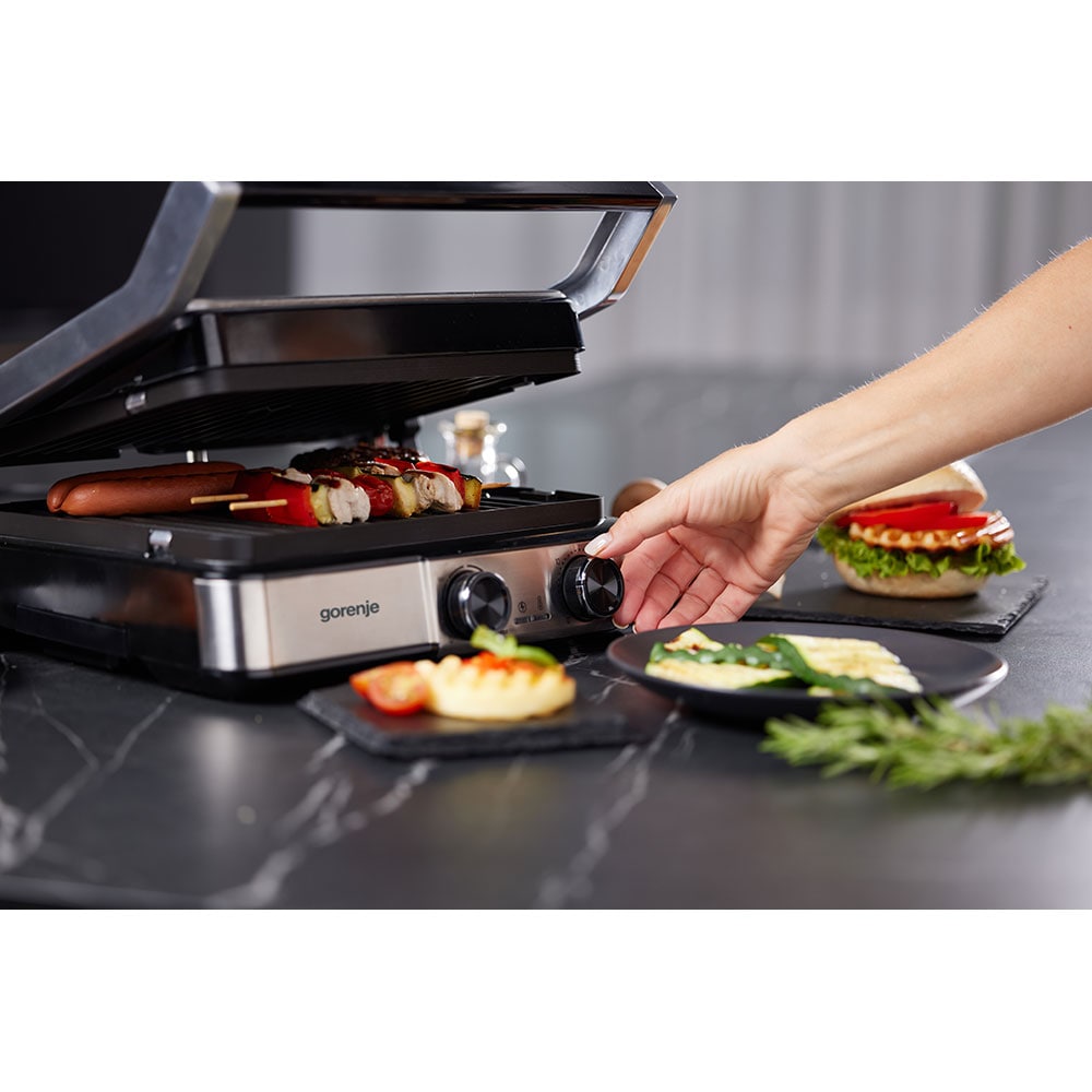 Gratar electric GORENJE GCG2000MT, 2000W, argintiu-negru