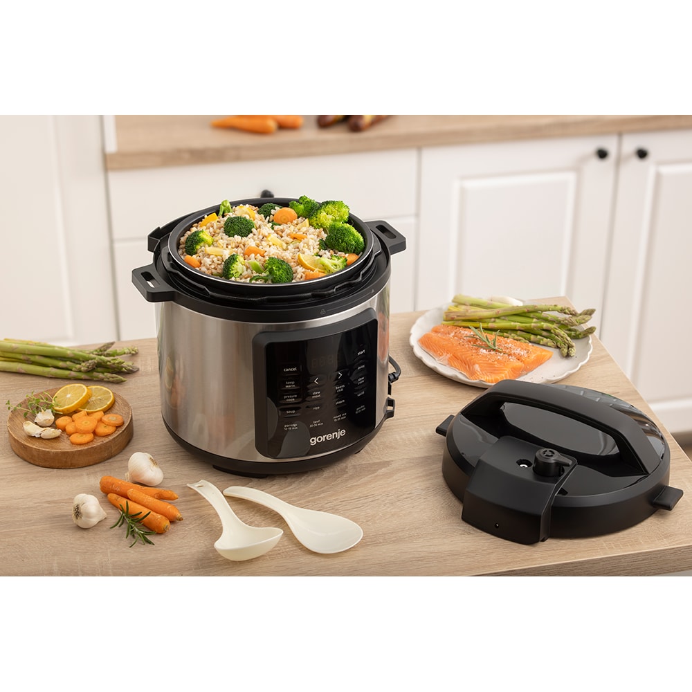 Multicooker GORENJE GMC6SBK, 5.7l, 1000W, 8 programe, argintiu-negru