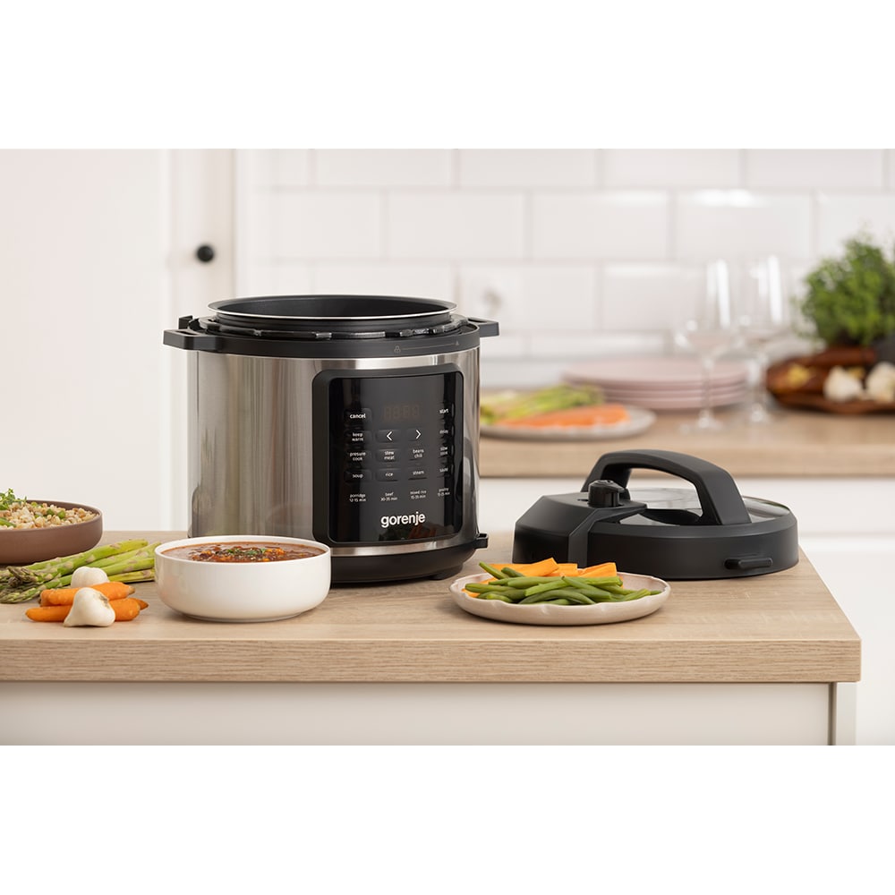 Multicooker GORENJE GMC6SBK, 5.7l, 1000W, 8 programe, argintiu-negru