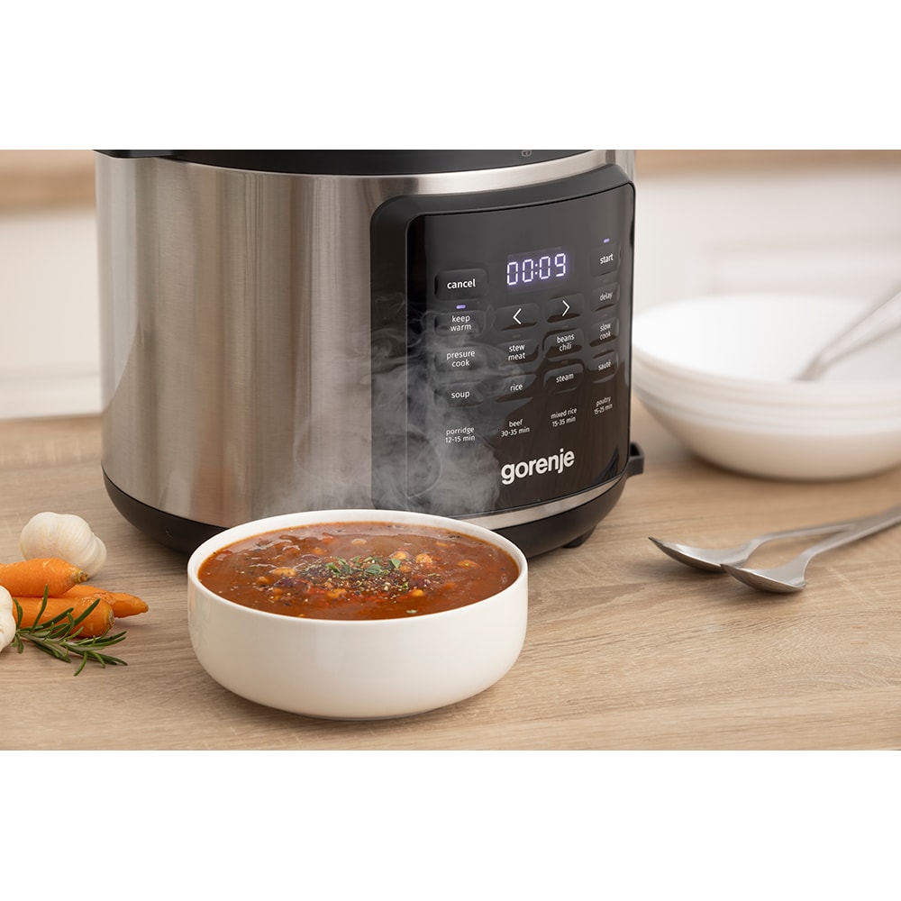 Multicooker GORENJE GMC6SBK, 5.7l, 1000W, 8 programe, argintiu-negru