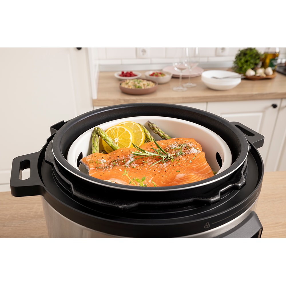 Multicooker GORENJE GMC6SBK, 5.7l, 1000W, 8 programe, argintiu-negru