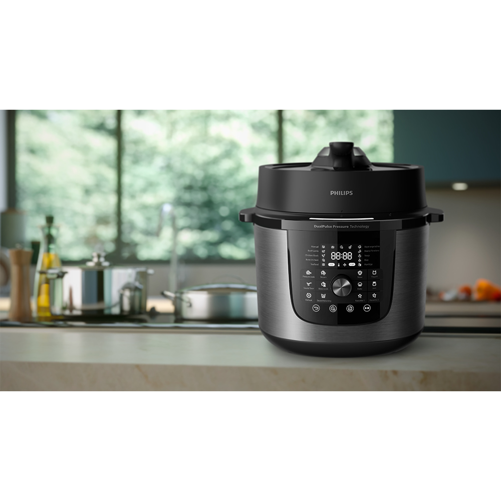 Multicooker PHILIPS Seria 3000 HD2823/80, 8l, 1300W, 35 programe, argintiu-negru