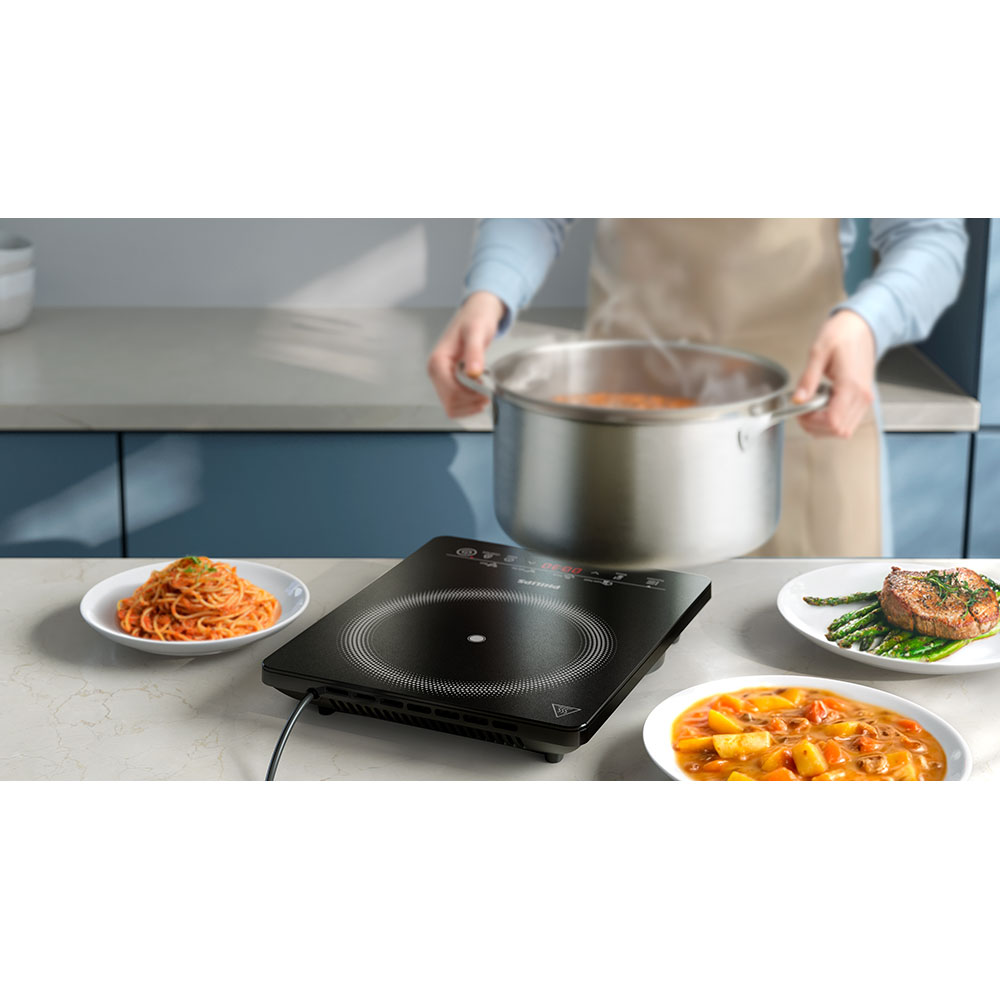 Plita cu inductie PHILIPS Seria 3000 HD5830/90, 1 arzator, 2000W, negru