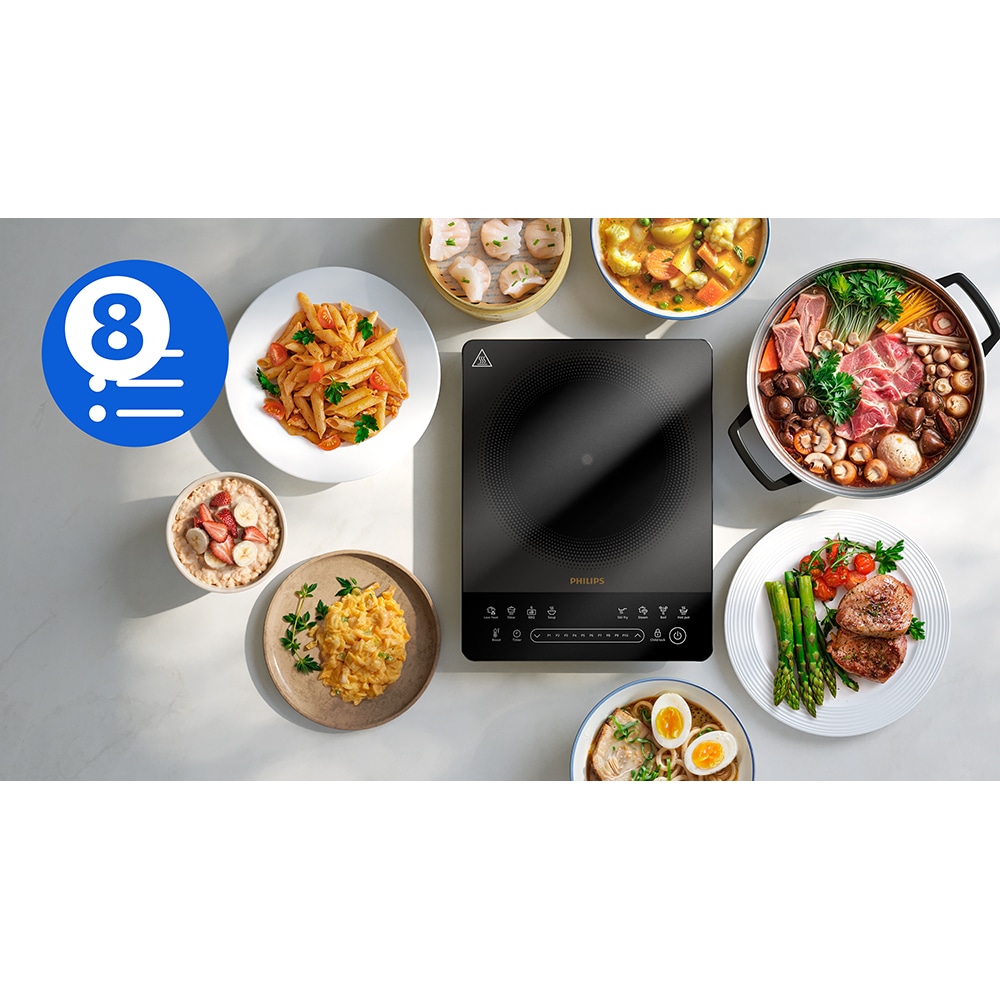 Plita cu inductie PHILIPS Seria 5000 HD5850/90, 1 arzator, 2000W, negru 