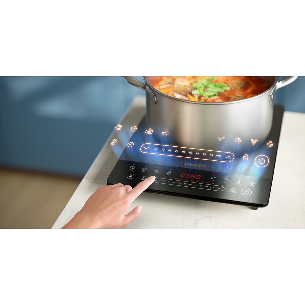 Plita cu inductie PHILIPS Seria 5000 HD5850/90, 1 arzator, 2000W, negru 