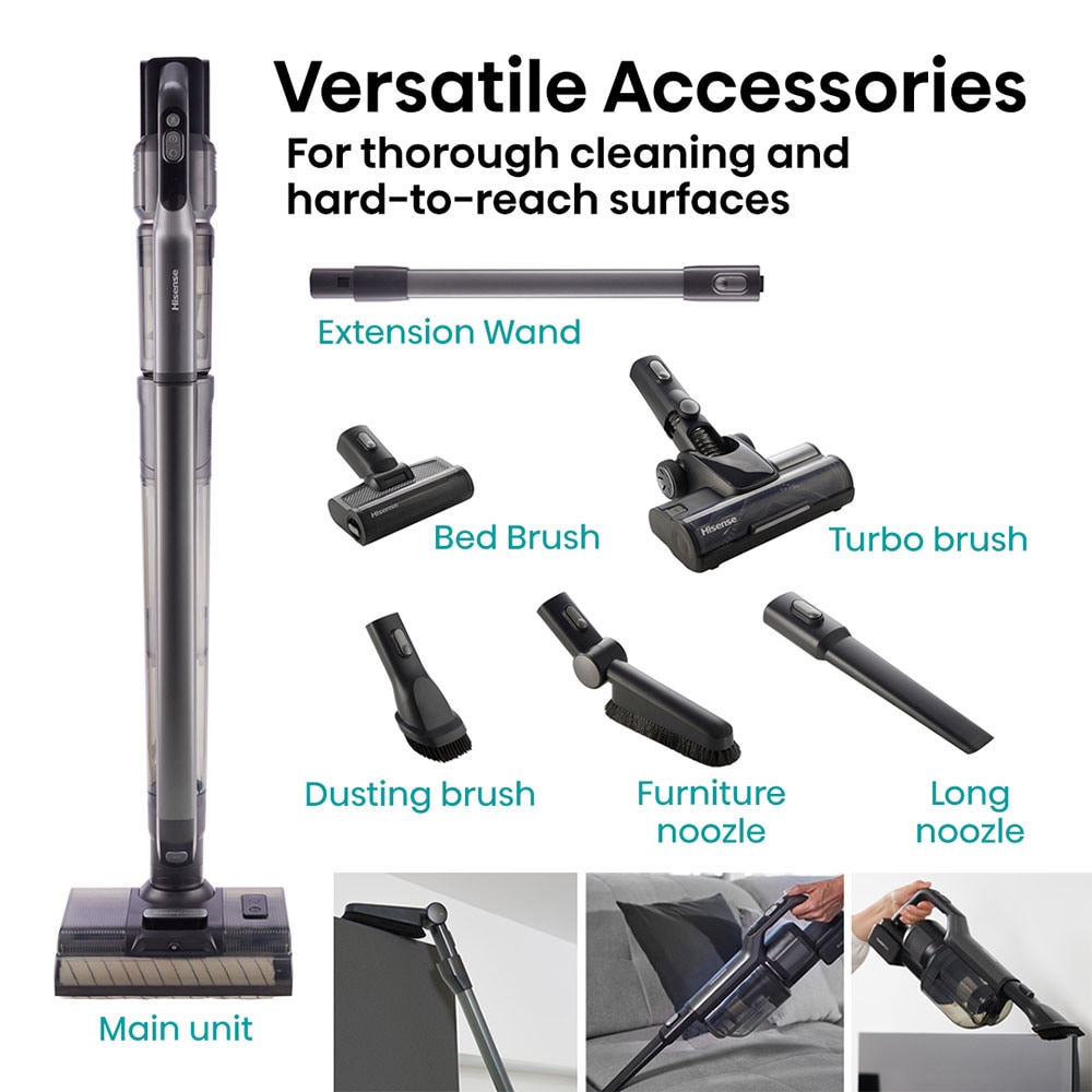 Aspirator vertical HISENSE HFC743169BKA, 0.6l, 21.6V, autonomie max 75 min, antracit