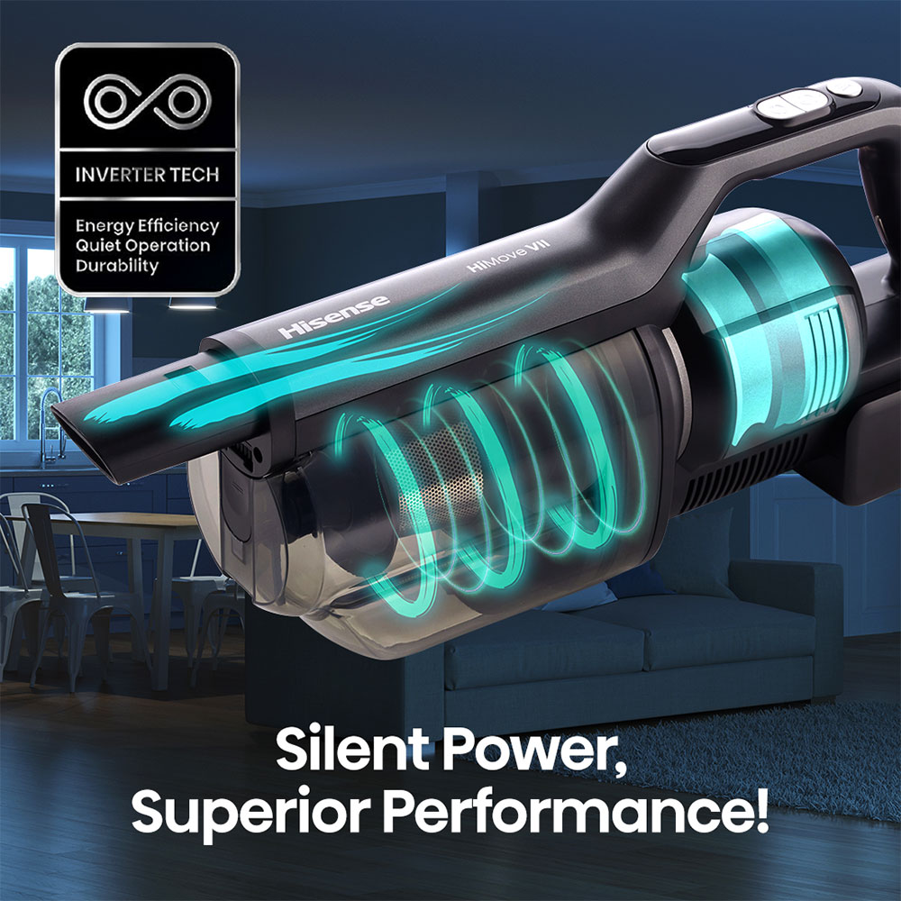Aspirator vertical HISENSE HFC743169BKA, 0.6l, 21.6V, autonomie max 75 min, antracit