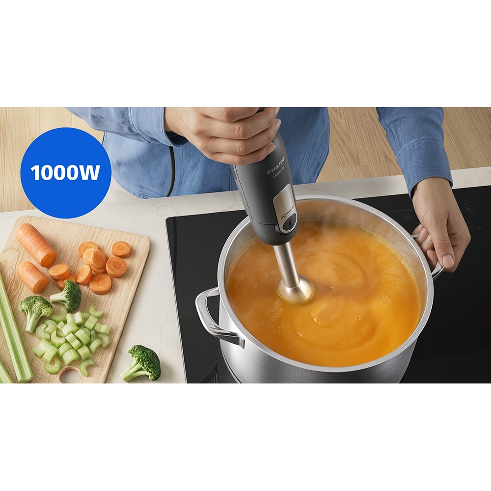 Mixer vertical PHILIPS Seria 3000 HR2563/00, 1000W, 4 trepte viteza, negru
