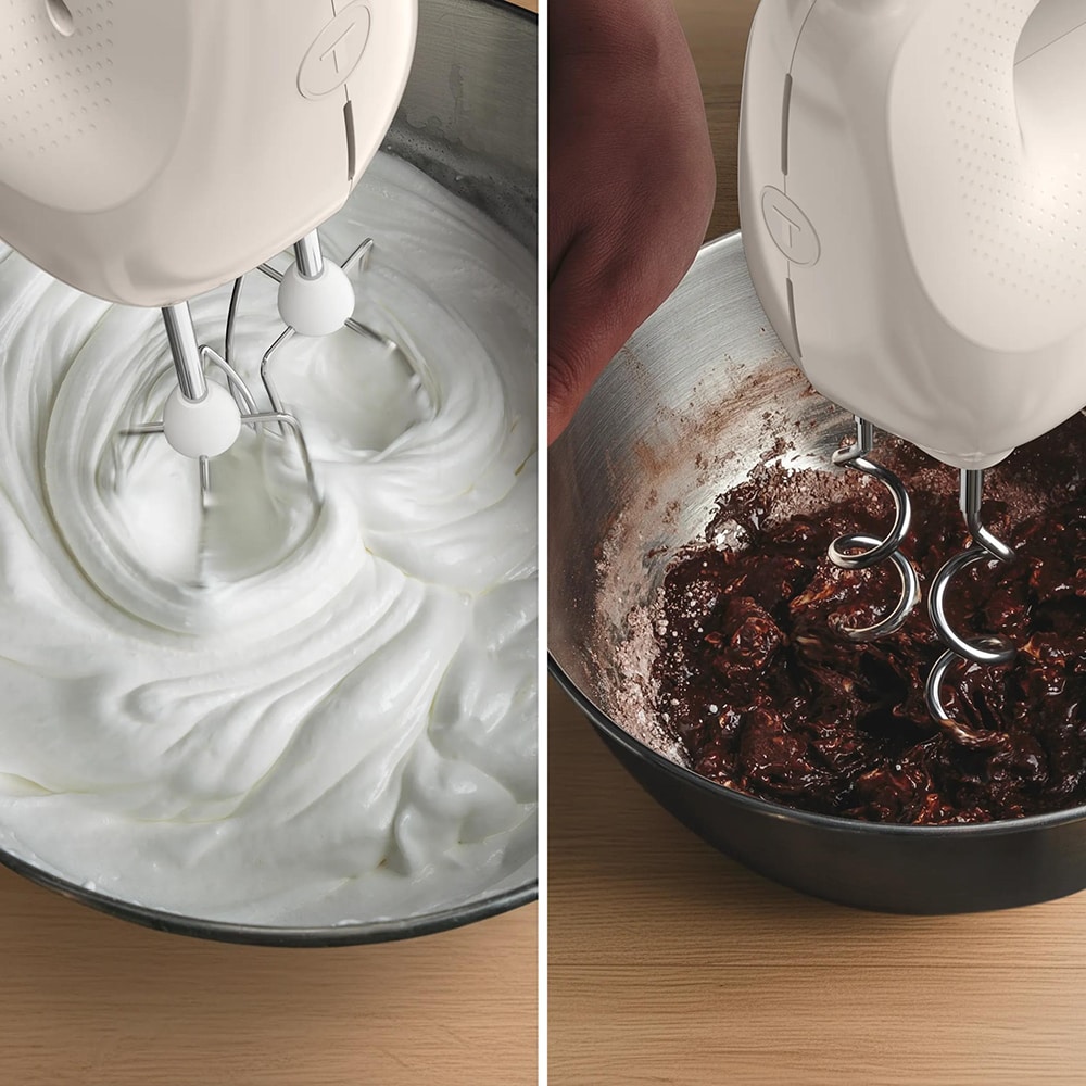 Mixer de mana TEFAL Prep Mix Essential HT420BF0, 450W, 5 trepte viteza, crem