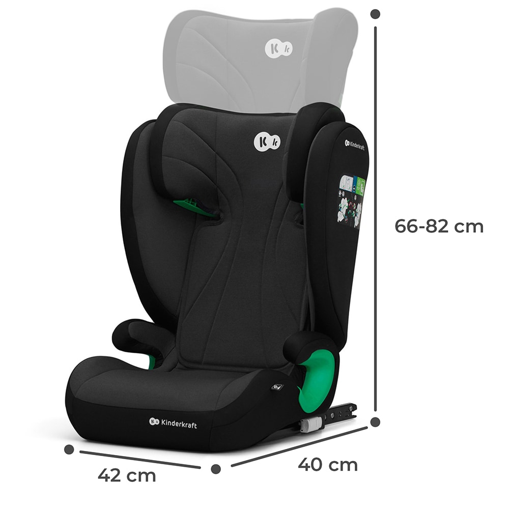 Scaun auto KINDERKRAFT Junior Fix 2 KCJUFI20BLK, Isofix, 15-36 kg, R129, negru