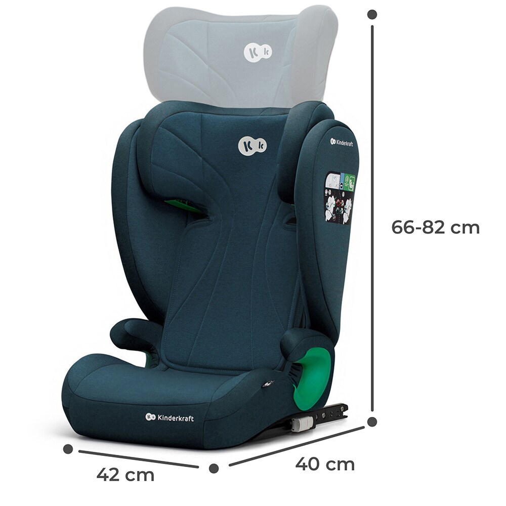 Scaun auto KINDERKRAFT Junior Fix 2 KCJUFI20BLU, Isofix, 15-36 kg, R129, albastru inchis-negru