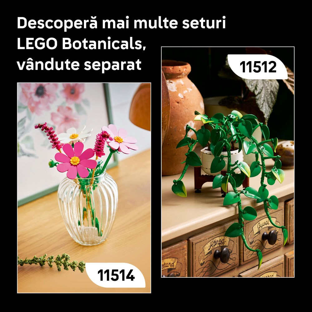 LEGO Botanicals: Aranjament cu flori de culoare inchisa 11513, 18 ani+, 562 piese