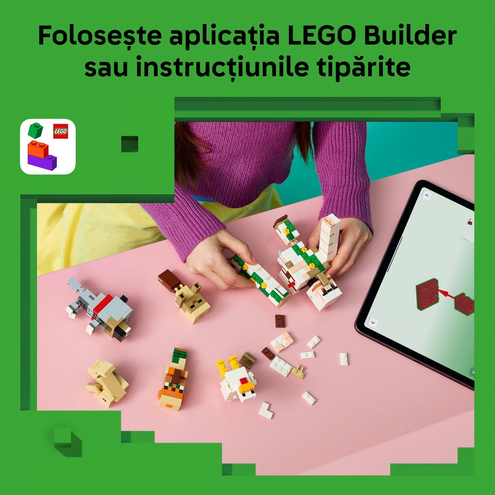 LEGO Minecraft: Atac in desert cu un jocheu de gaini 21592, 9 ani+, 428 piese