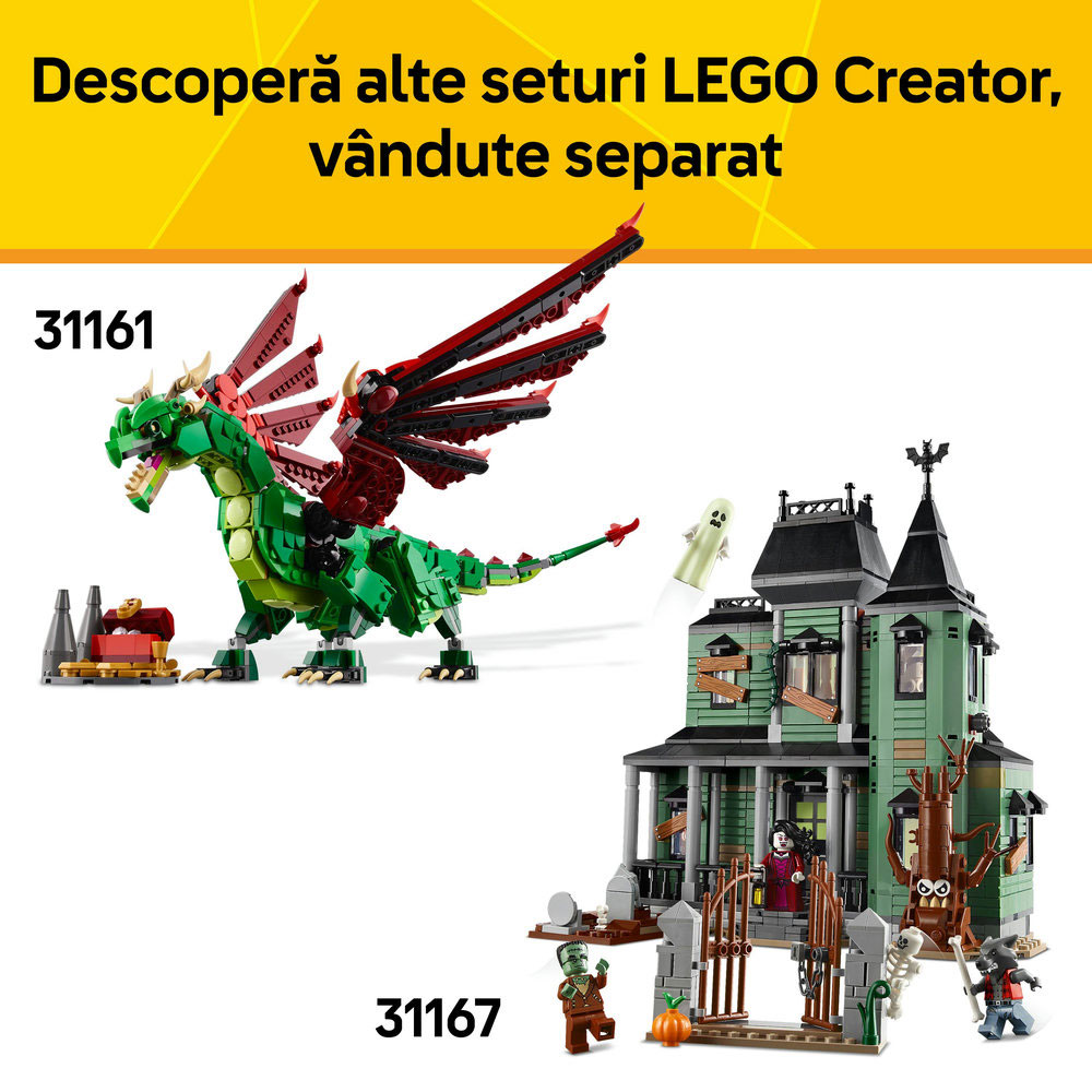 LEGO Creator 3in1: Castel medieval cu cai si cavaleri 31168, 9 ani+, 1371 piese
