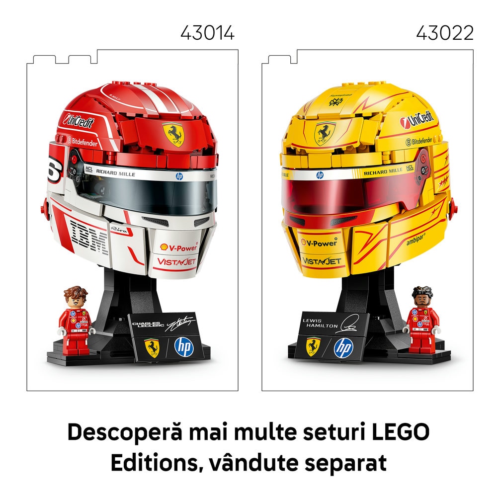 LEGO Editions: Casca lui Charles Leclerc Scuderia Ferrari HP 43014, 14 ani+, 886 piese
