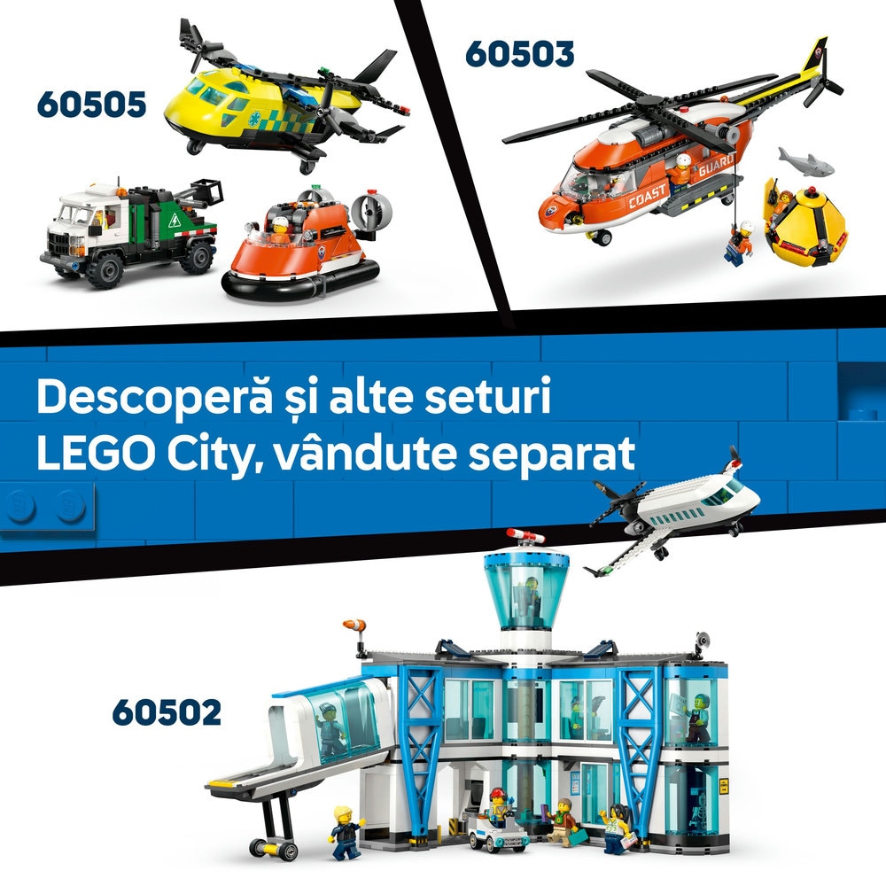 LEGO City: Barca de salvare si elicopter ale Pazei de Coasta 60504, 7 ani+, 742 piese