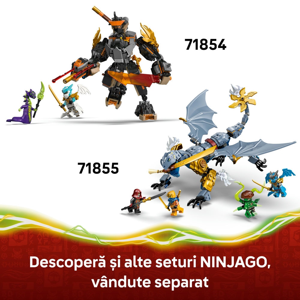 LEGO Ninjago: Robotul de misiune al lui Cole si dragonul Zane 71854, 7 ani+, 364 piese