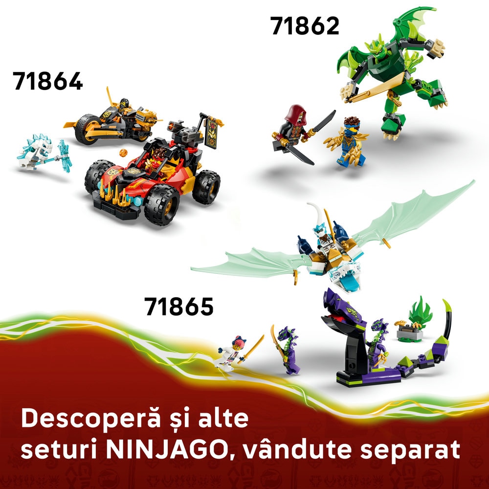 LEGO Ninjago: Zilvar si monstrul dragon Grimtak 71863, 7 ani+, 232 piese
