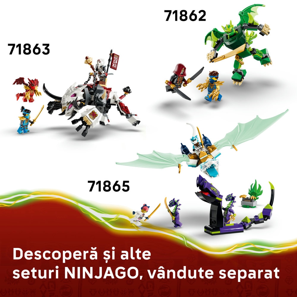 LEGO Ninjago: Vehiculele transformabile ale lui Kai si Cole 71864, 7 ani+, 394 piese