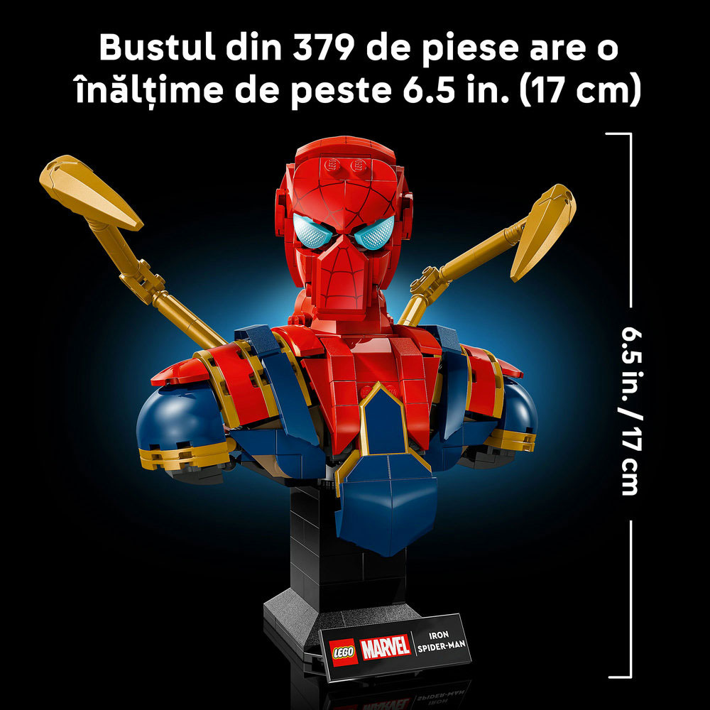 LEGO Marvel: Bustul lui Iron Spider-Man 76326, 18 ani+, 379 piese