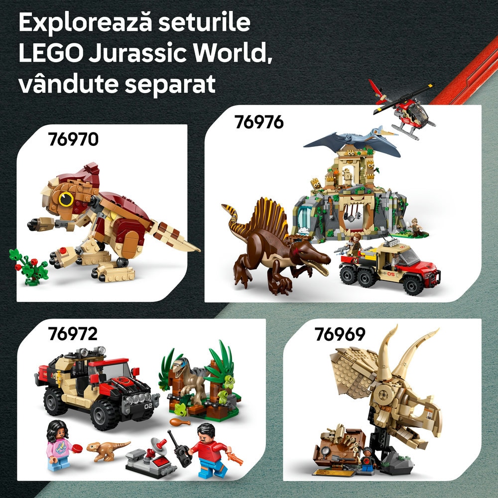 LEGO Jurassic World: Misiune de urmarire a unui Velociraptor si a unui Titanosaurus 76973, 7 ani+, 582 piese