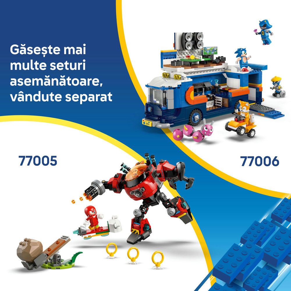 LEGO Sonic The Hedgehog: Knuckles vs. Dr. Eggman si robotul Egg Crusher 77005, 8 ani+, 350 piese