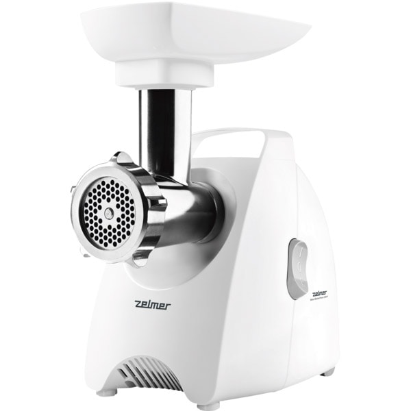 Masina de tocat carne ZELMER ZMM5580W, 2.5kg/min, 2000W, accesoriu carnati/suc de rosii/rasnita de cafea, alb