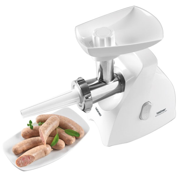 Masina de tocat carne ZELMER ZMM5580W, 2.5kg/min, 2000W, accesoriu carnati/suc de rosii/rasnita de cafea, alb
