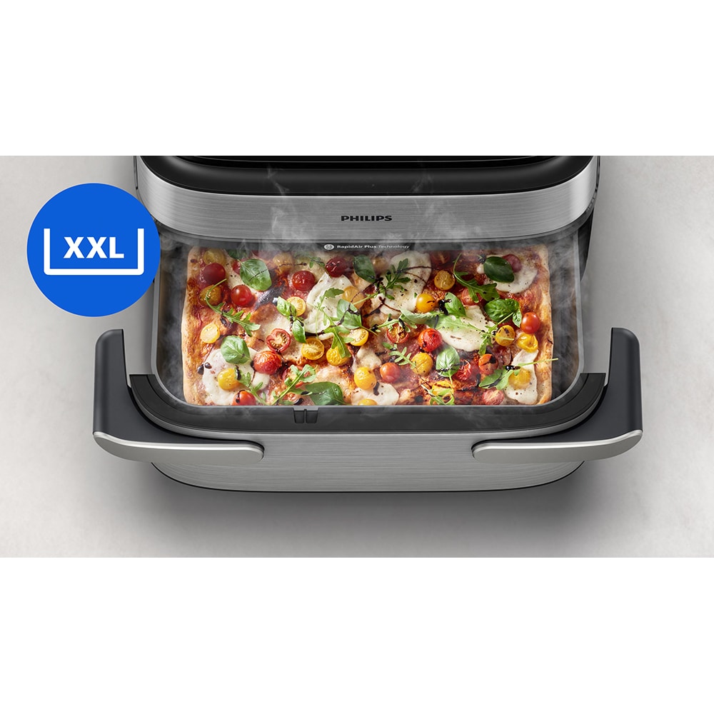 Friteuza cu aer cald dubla PHILIPS Seria 5000 NA565/02, 9.5l, 2750W, argintiu