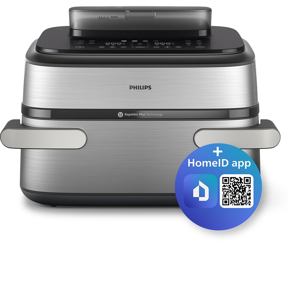 Friteuza cu aer cald dubla PHILIPS Seria 5000 NA565/02, 9.5l, 2750W, argintiu