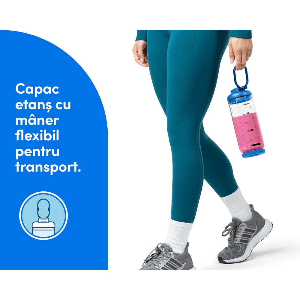 Blender portabil NUTRIBULLET Flex NBP013BL, 0.59l, 1 treapta viteza, USB-C, albastru