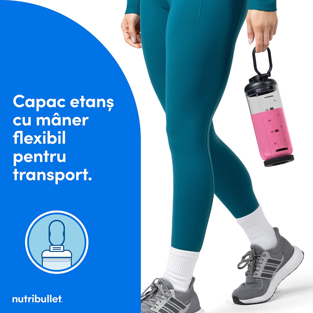 Blender portabil NUTRIBULLET Flex NBP013GM, 0.59l, 1 treapta viteza, USB-C, gri