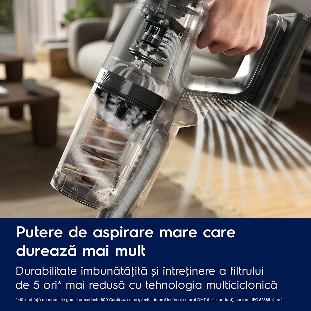 Aspirator vertical ELECTROLUX Seria 800 EP83HB25UV, 0.4l, 25.2V, autonomie max 90 min, alb-negru