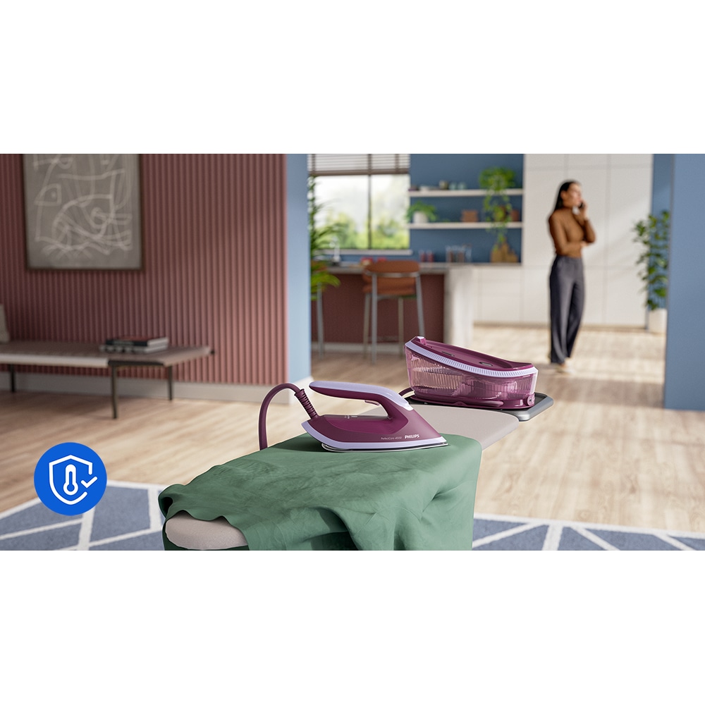 Statie de calcat PHILIPS Seria 4000 PSG4020/30, 2400W, 450g/min, 1.7l, talpa SteamGlide+, mov