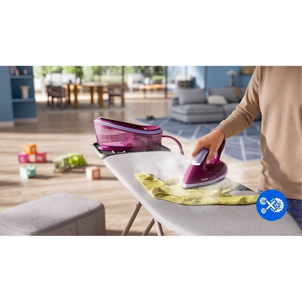 Statie de calcat PHILIPS Seria 4000 PSG4020/30, 2400W, 450g/min, 1.7l, talpa SteamGlide+, mov
