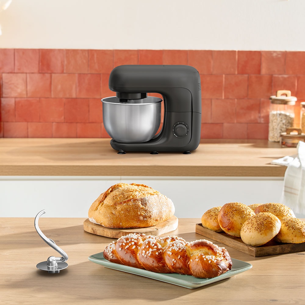 Robot de bucatarie TEFAL Bake Essential QB161H38, vas 4.8l, 800W, 6 trepte viteza, negru