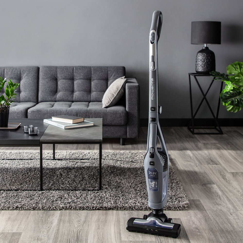 Aspirator vertical ROWENTA Dual Force 2in1 RH6756WO, 0.6l, 21.6V, autonomie max 75 min, tehnologie ciclonica, gri