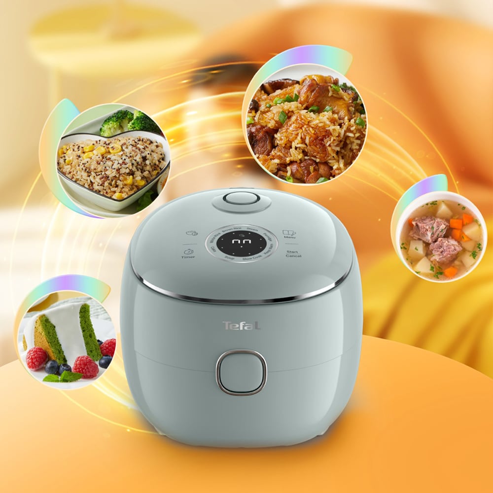 Aparat pentru gatit orez TEFAL Pop RK5354E0, 2l, 350W, 8 programe, gri