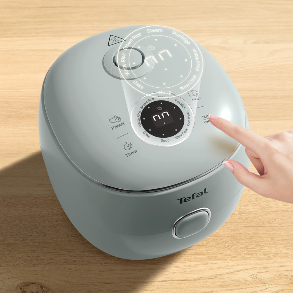 Aparat pentru gatit orez TEFAL Pop RK5354E0, 2l, 350W, 8 programe, gri
