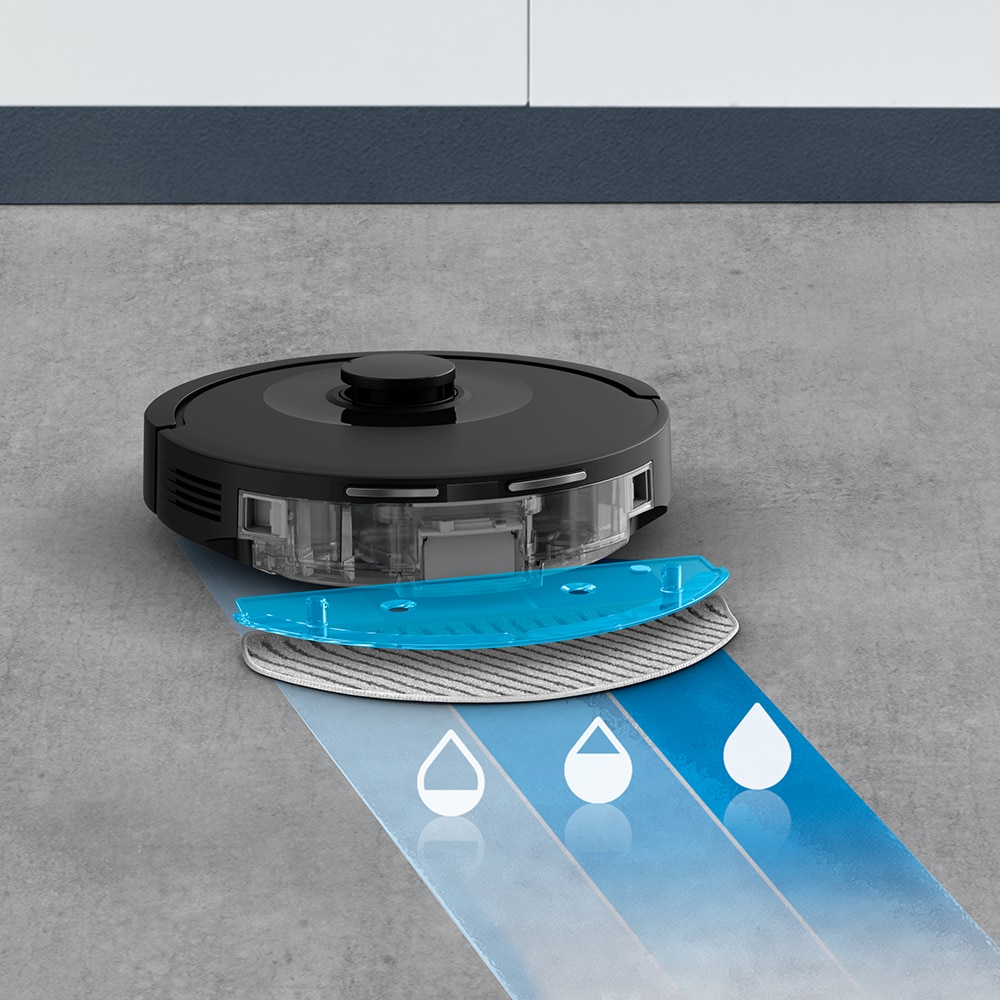 Aspirator robot ROWENTA X-Plorer Serie 85 RR87C5WH, 0.26l, autonomie max 270 min, sistem Smart Aqua Power, negru