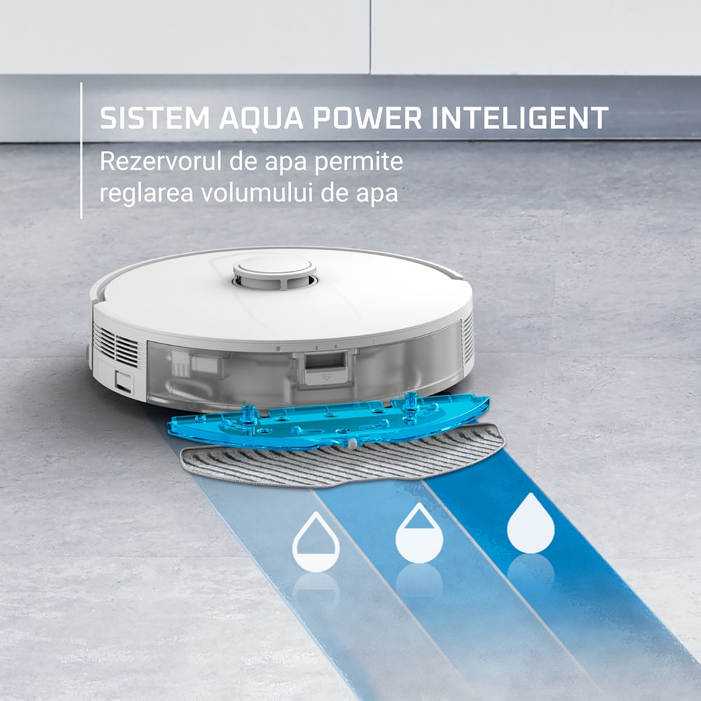 Aspirator robot ROWENTA X-Plorer Serie 140+ RR9177WH, 0.3l, 24V, autonomie max 120 min, alb-albastru