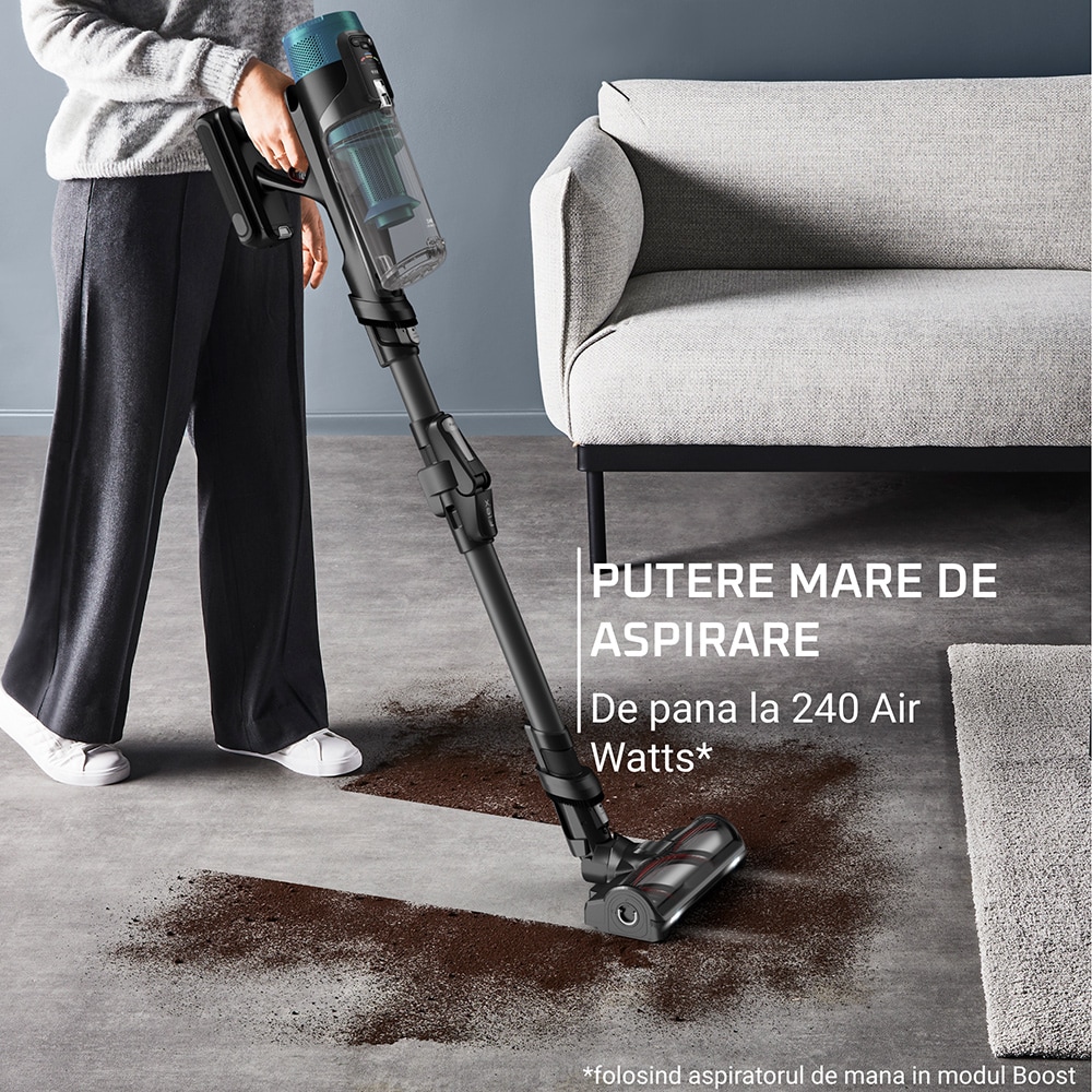 Aspirator vertical ROWENTA X-Force Flex 14.80 RH9BC1WO, 0.6l, autonomie max 90 min, albastru inchis-negru