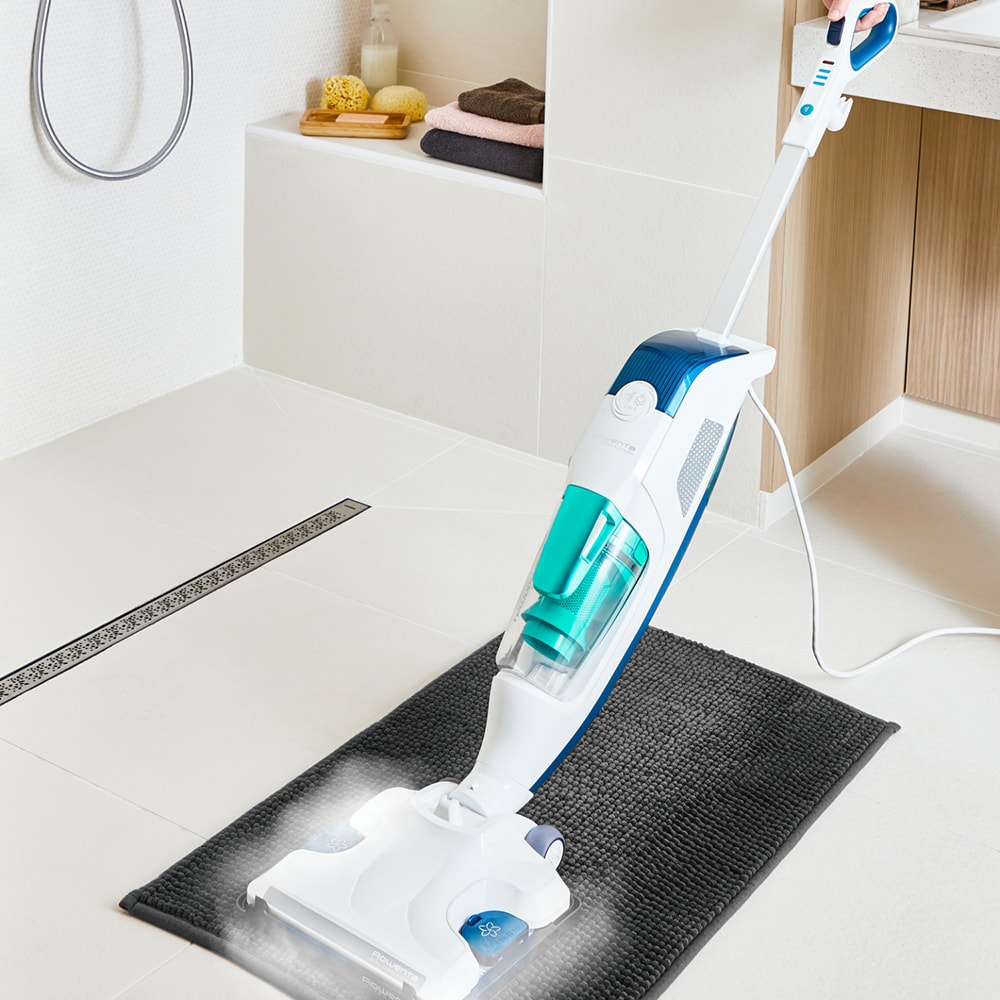 Aspirator vertical cu abur ROWENTA Clean&Steam Revolution RY7777WH, 0.47l, 1500W, alb-albastru