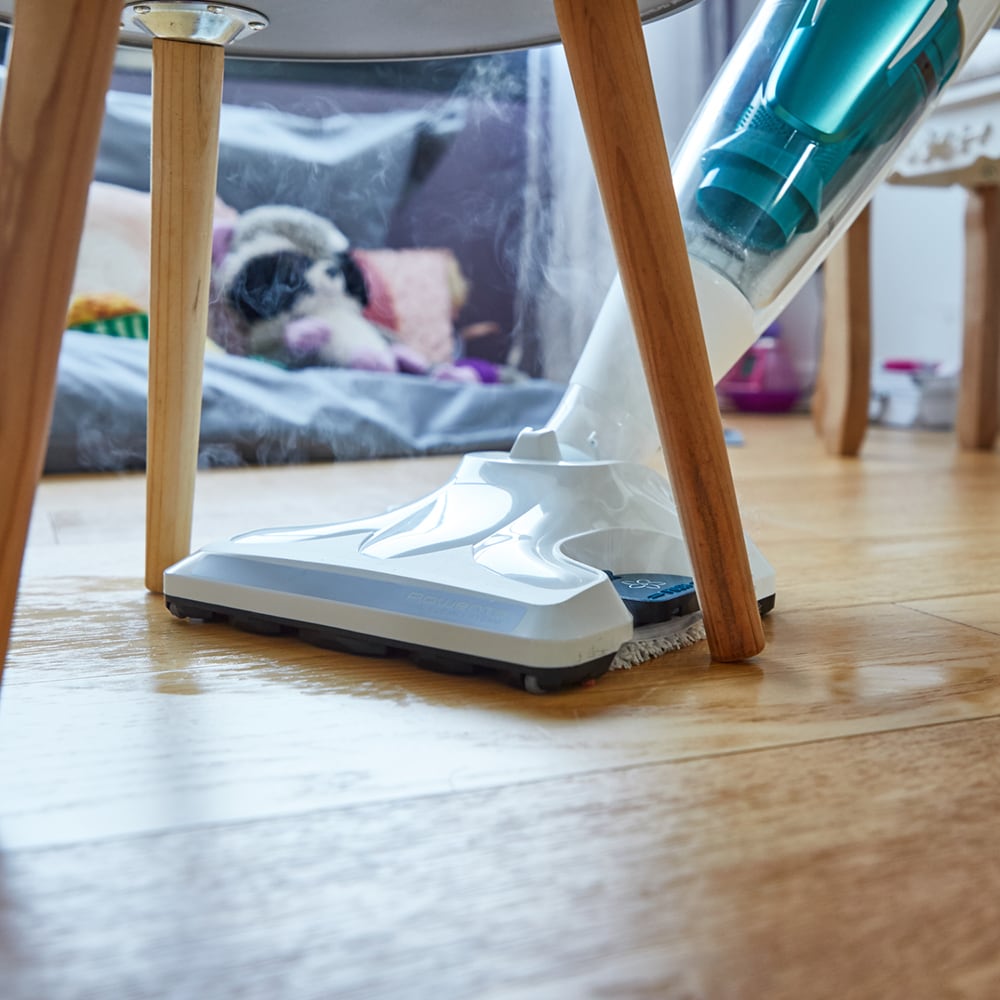 Aspirator vertical cu abur ROWENTA Clean&Steam Revolution RY7777WH, 0.47l, 1500W, alb-albastru