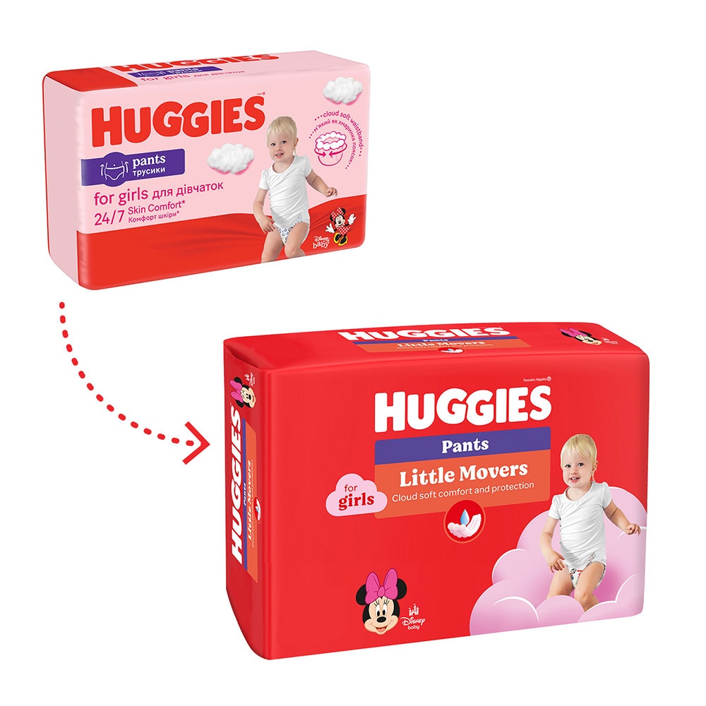 Scutece chilotel HUGGIES Little Movers nr 6, Fata, 15-25 kg, 30 buc