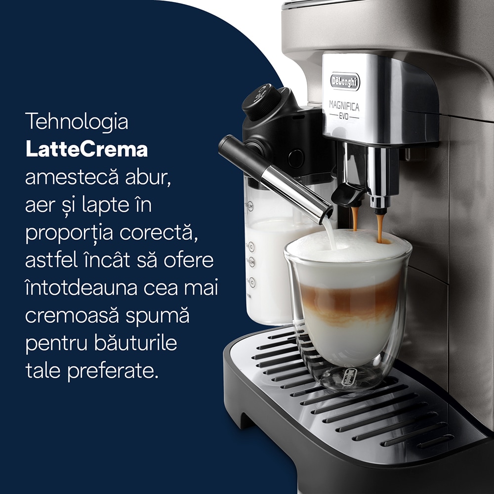 Espressor automat DELONGHI Magnifica Evo ECAM290.81.TB, 1.8l, 1450W, 15 bar, argintiu inchis-negru